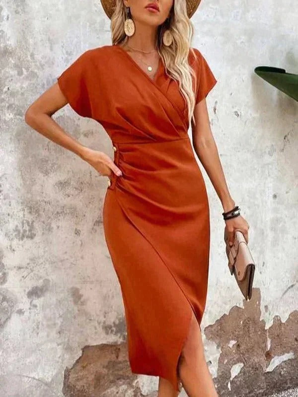 Lydia | Wikkel midi jurk v-hals modern bruiloft
