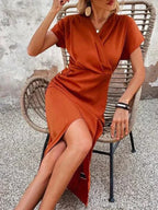 Lydia | Wikkel midi jurk v-hals modern bruiloft