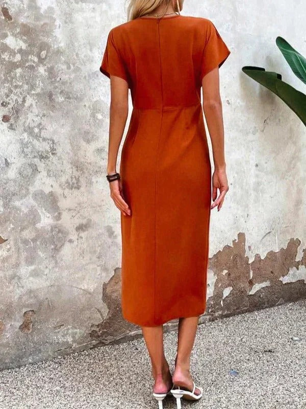 Lydia | Wikkel midi jurk v-hals modern bruiloft